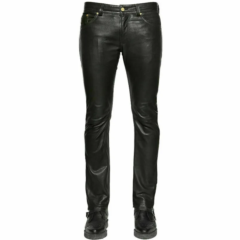 

NEW Men's Black Out Wear Genuine Lambskin Real Leather Pant Trendy Black Trouser