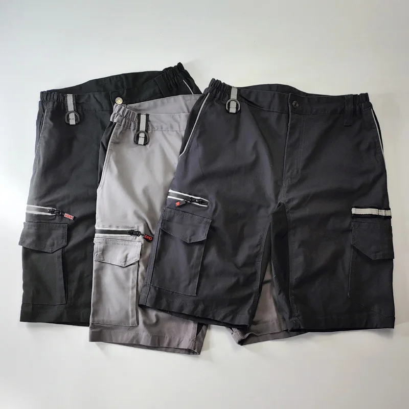 

Мужские повседневные шорты с отражающими полосами, летние, тонкие, однотонные, с узором, рабочая одежда, с множеством карманов