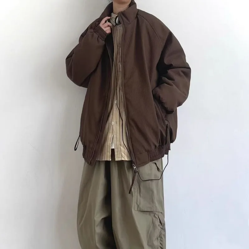 

Зимнее вельветовое стеганое хлопковое пальто в стиле ретро, новая короткая утолщенная куртка с воротником-стойкой