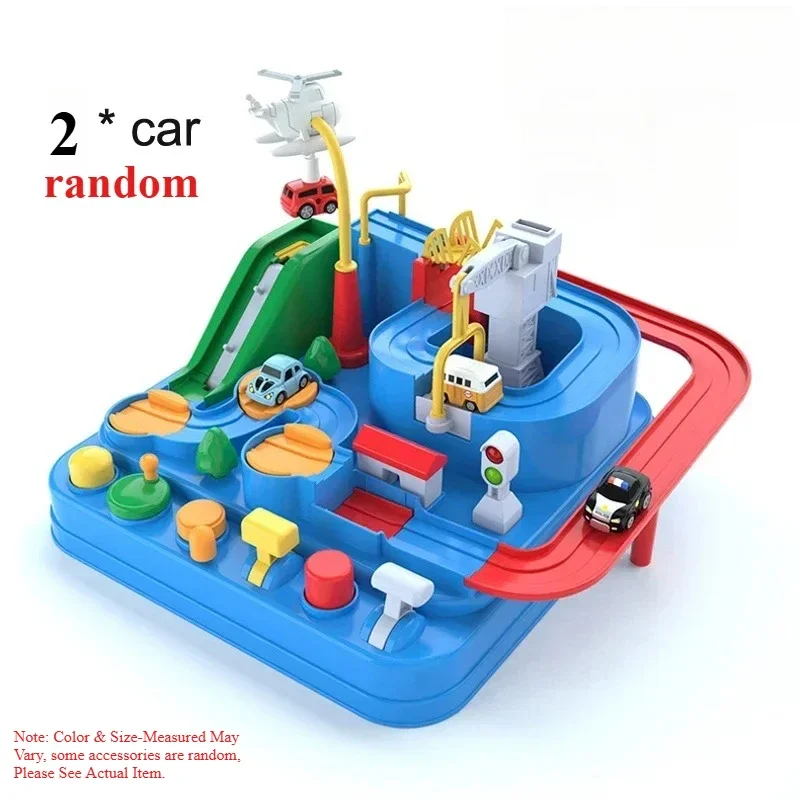 ​​Racing Rail Track Train Set - Manual Construction Model Kits with 2 Random Mini Vehicles, Educational Assembly Toy for Kids​