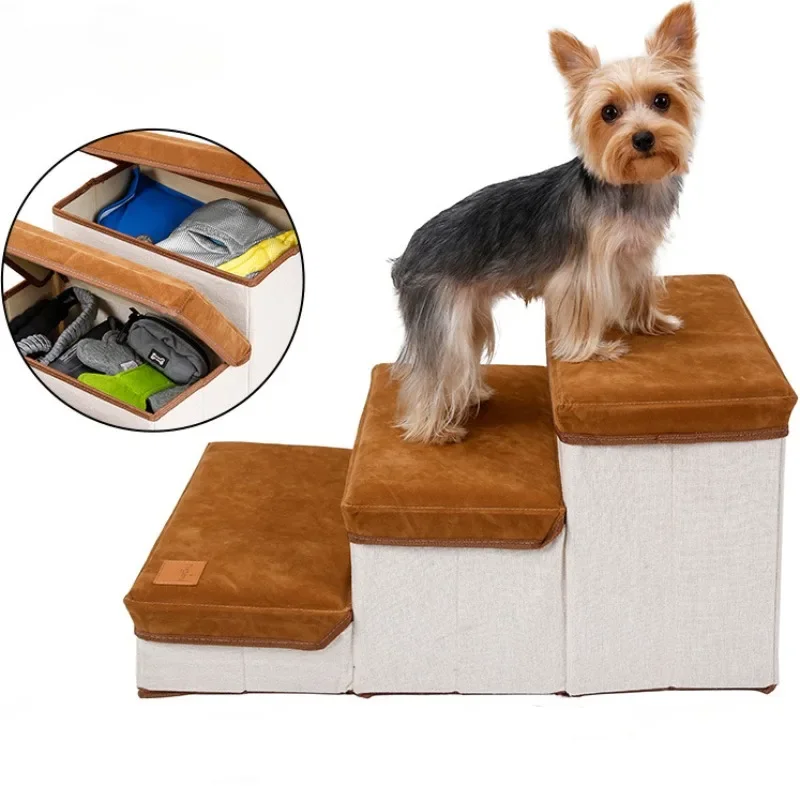 Dog Stairs Crawling Ladder Step Sofa Side Storage Ladder Non-Slip Climbing Puppy Cat Supplies Removable Pet Furniture Products