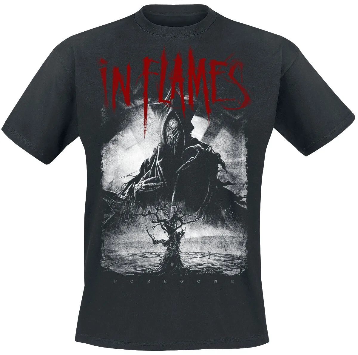

In Flames Rock Art Tee Ideal for Enthusiasts Who Appreciate Melodic Death Metal Legacy and Edgy Style in Casual T-Shirts
