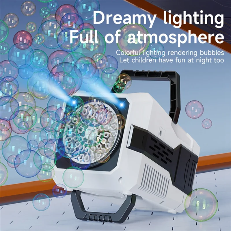 เครื่องทำฟองสบู่ FBIL พร้อมไฟ LED อัตโนมัติสำหรับเล่นน้ำในร่ม/กลางแจ้ง เครื่องทำฟองสบู่แบบพกพาสำหรับงานปาร์ตี้