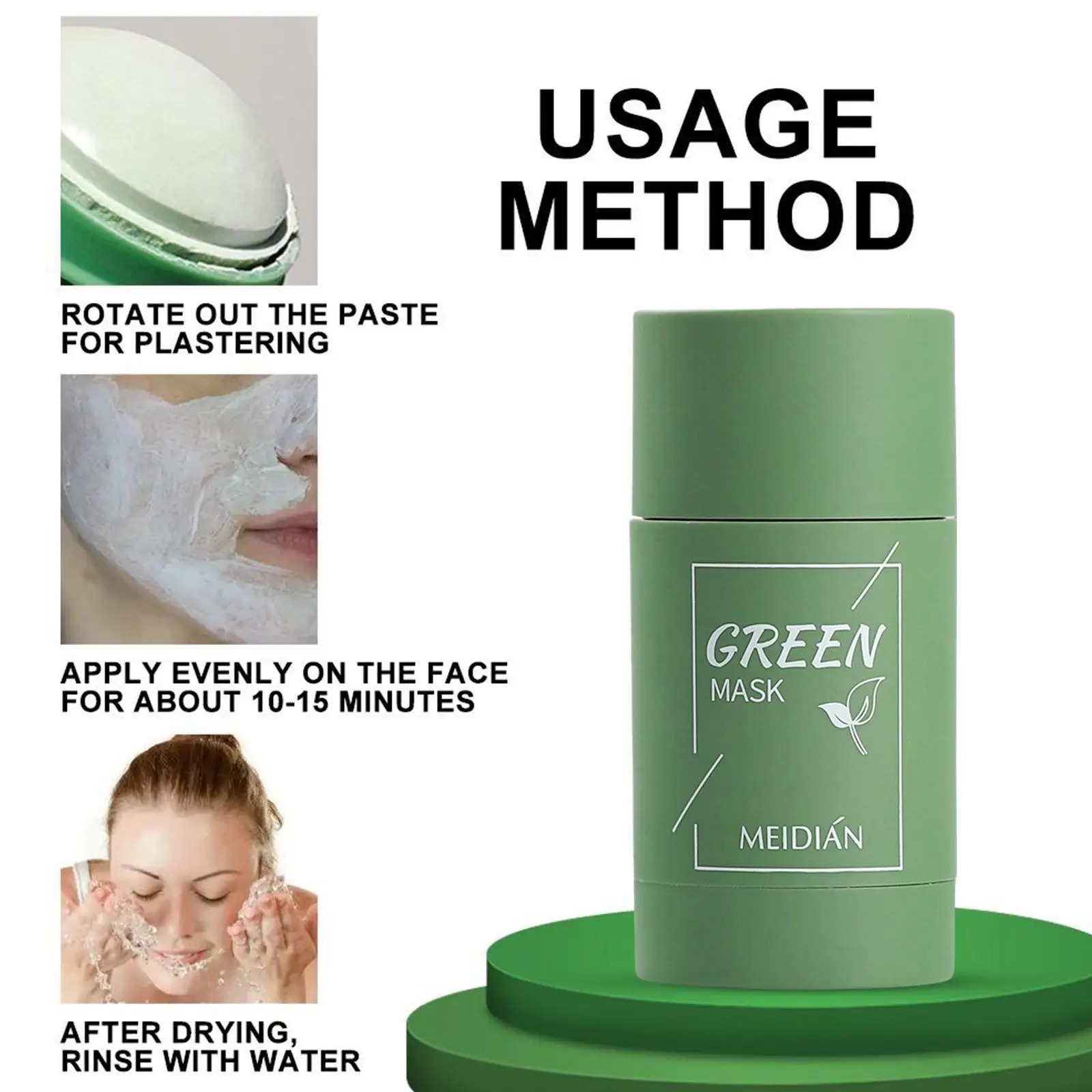 Meidian máscara de té verde, mascarilla hidratante, Limpieza Profunda, elimina la exfoliación, película aceitosa, palo de barro, Control de poros, manchas negras