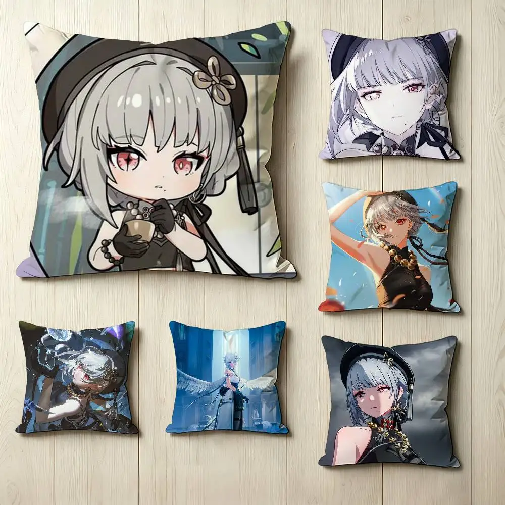 W-Wuthering Waves Game S-Sanhua  Pillow Case Square Double-Sided Sofa Cushion Cover Bedroom Bedside Pillow