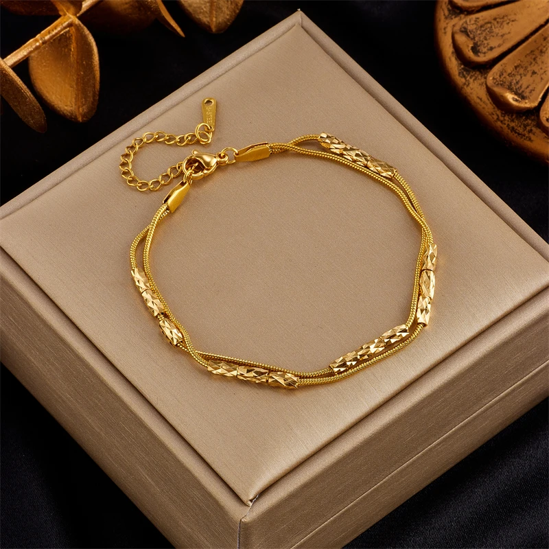 MEYRROYU 316 Stainless Steel Green Stone Heart Multilayer Charm Beads Bracelet for Women Party Jewelry pulseras mujer Bijoux - Image 5