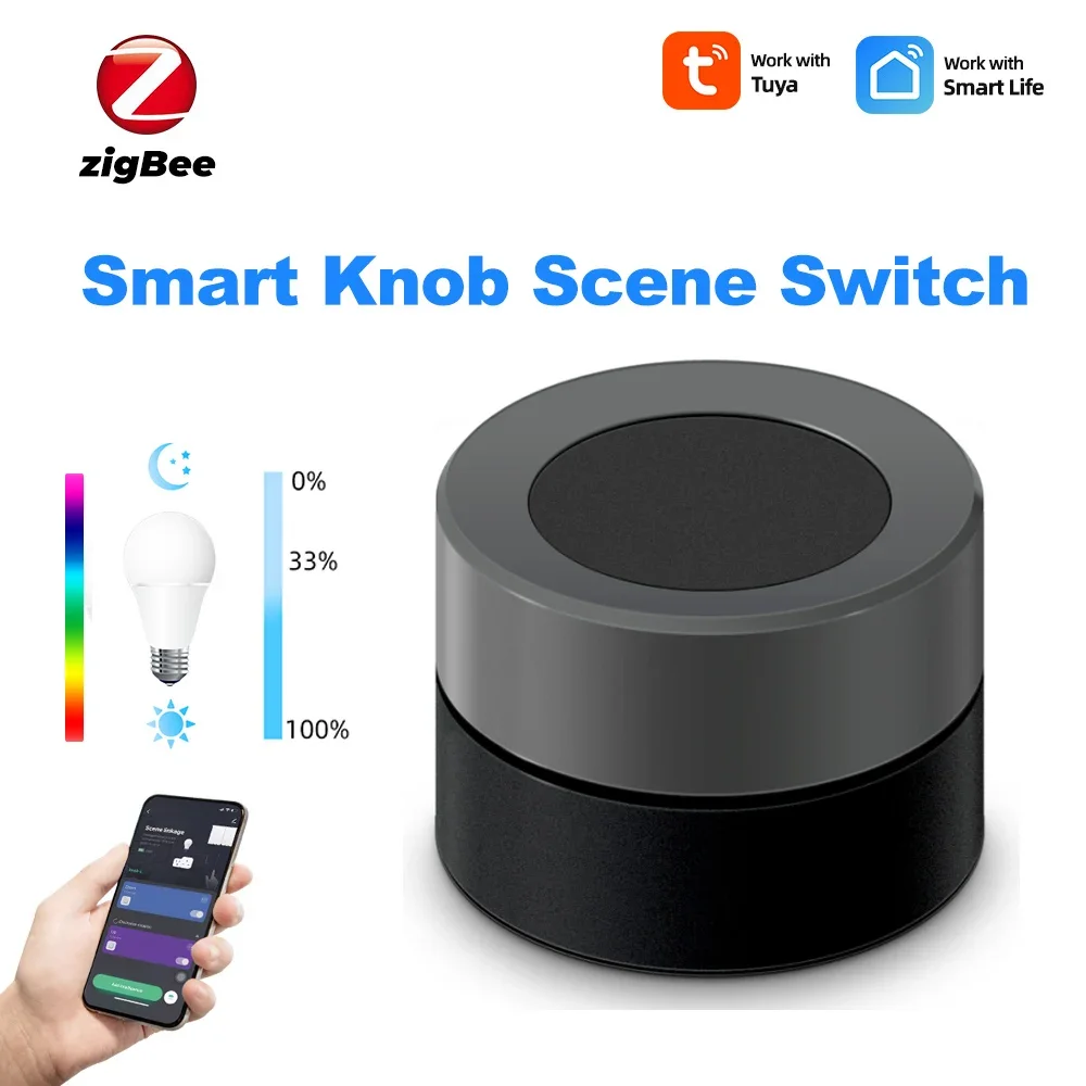 

1/8PCS Tuya ZigBee Smart Knob Scene Switch Wireless Button Press Remote Controller Automation Via Gateway Smart Life Smart Home