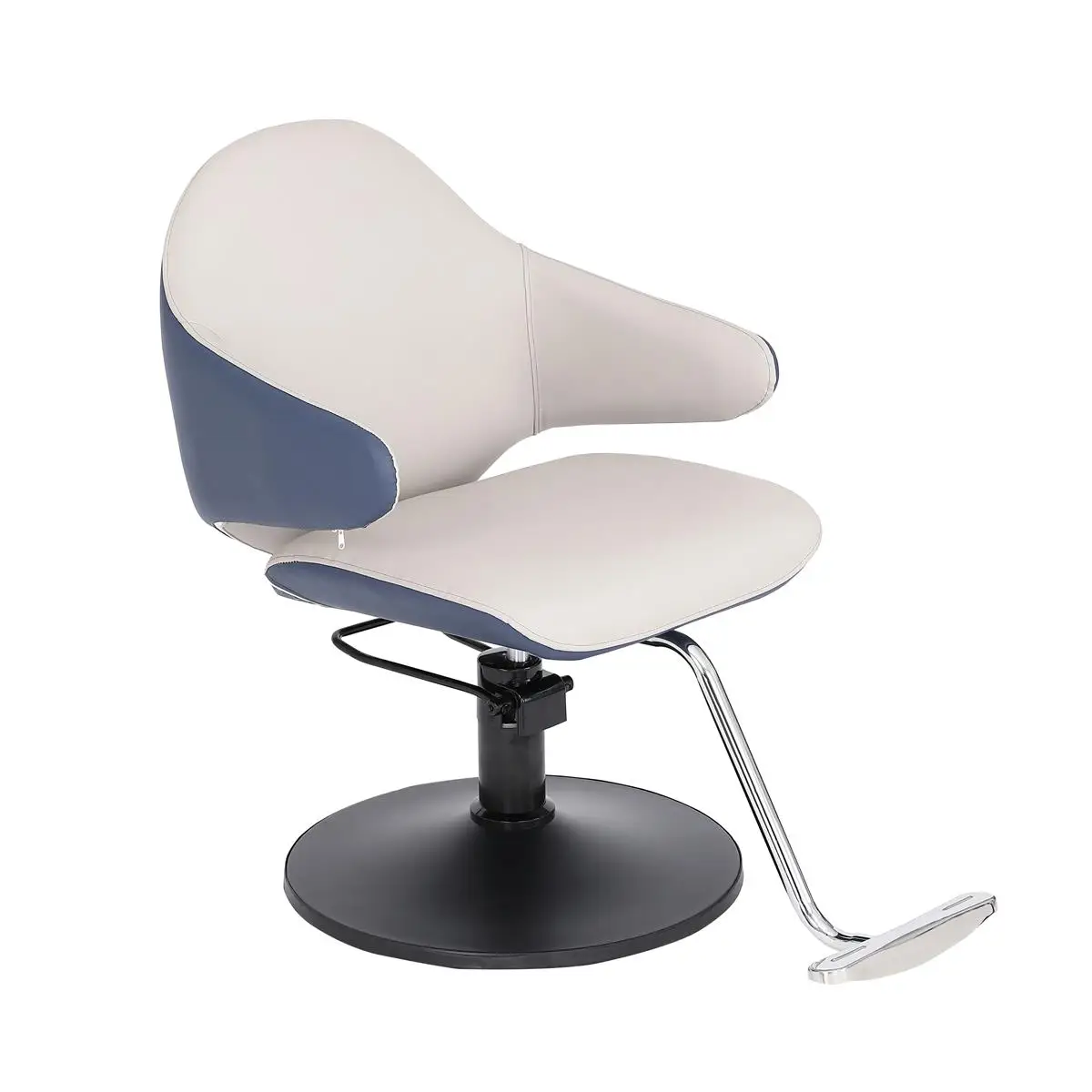 Blue & White Two-tone Hydraulic Barber Chair, Modern Adjustable Height Salon Hair Cutting Chair for Beauty Salon