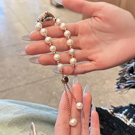 Pulseira de pérolas joias vintage 2024 relógio feminino de quartzo com movimento japonês incrustado com strass para luxo e moda