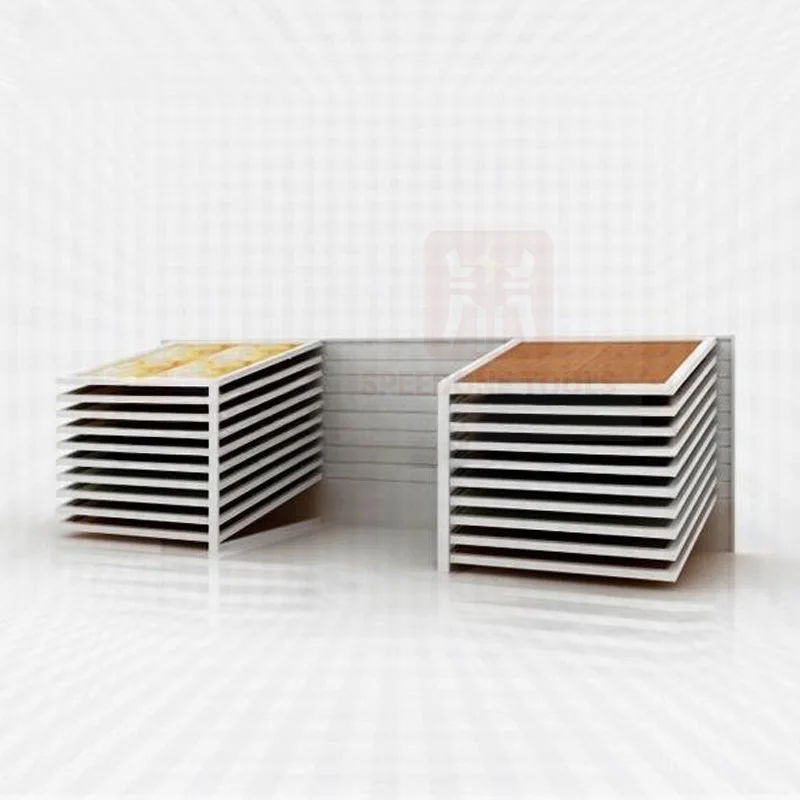 Customized Modern Steel Stone Tile Display Stand Storage Drawer Unit for Showroom Use Easy Assembly Freestanding Installation - view 3