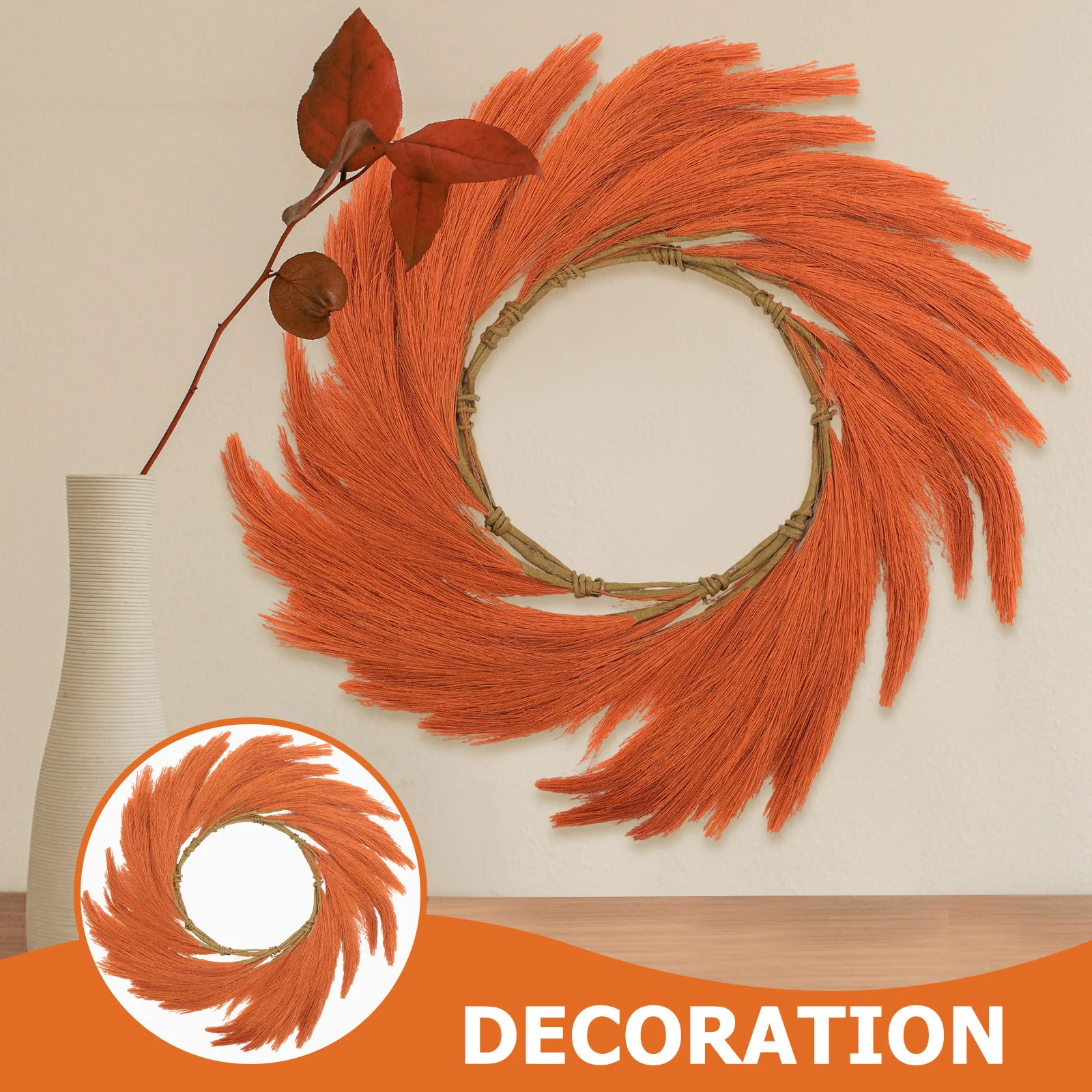 

Faux Pampas Grass Wreath Artificial Phragmites Garland Pendant For Home Decoration Farmhouse Wall Hanging Fall Festival Door