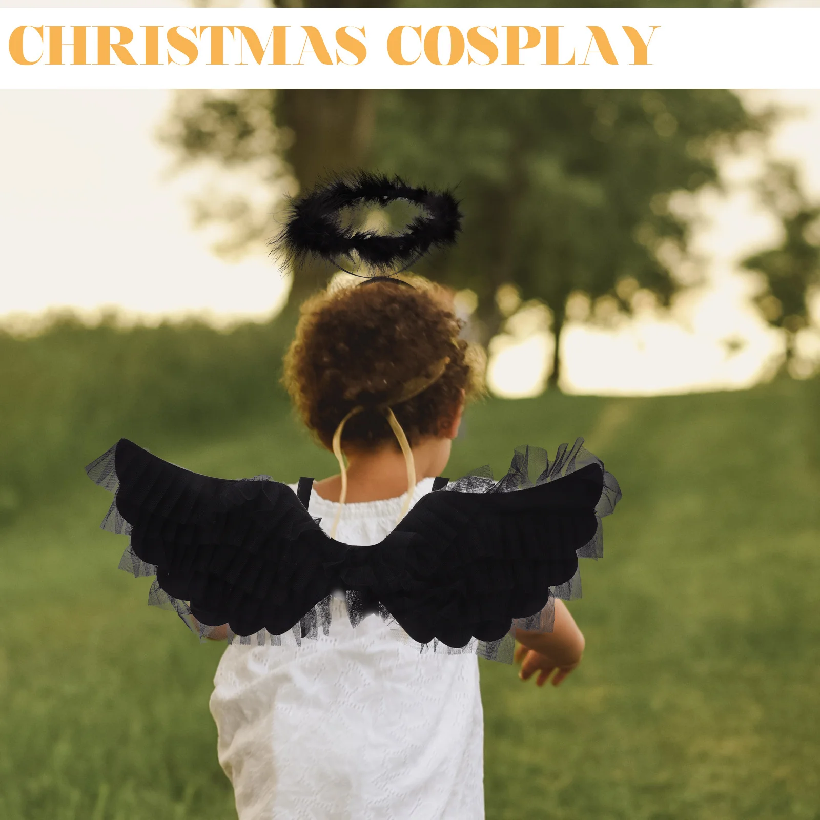 مجموعة واحدة من أزياء حفلات الهالوين وعيد الميلاد التنكرية للأطفال باللون الأسود للفتيات والأطفال والنساء