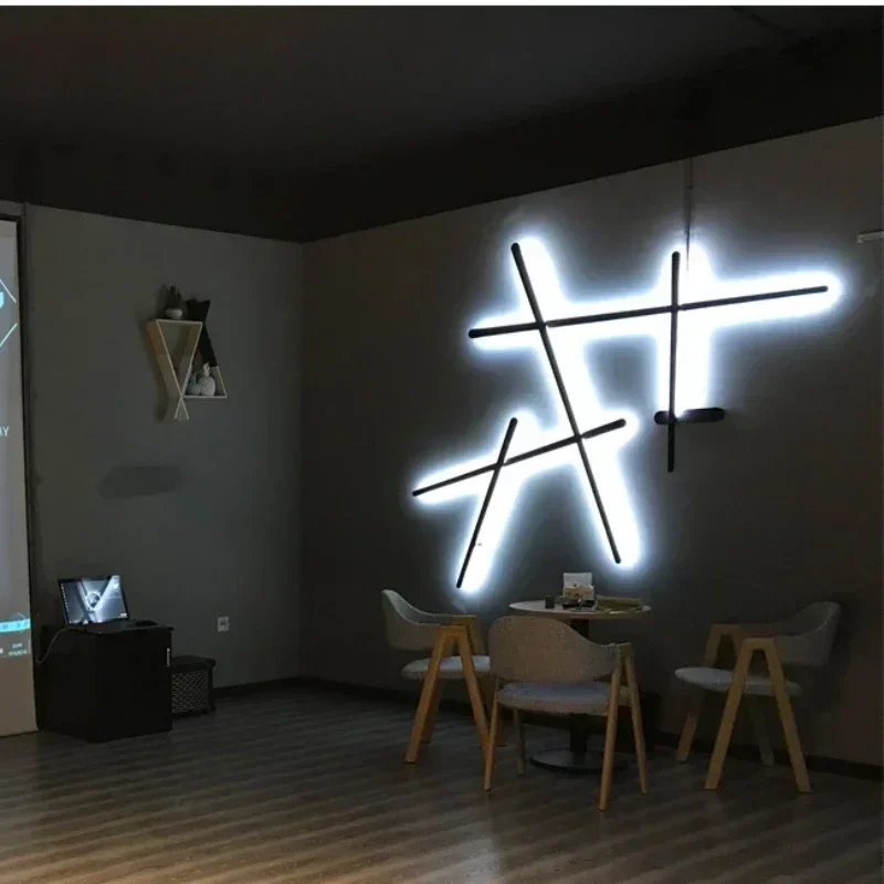 SANDYHA Nordic Minimalist LED Wall Lamp Line Design Background Light for Bedroom Living Room Bedside Home Decoration Lighting