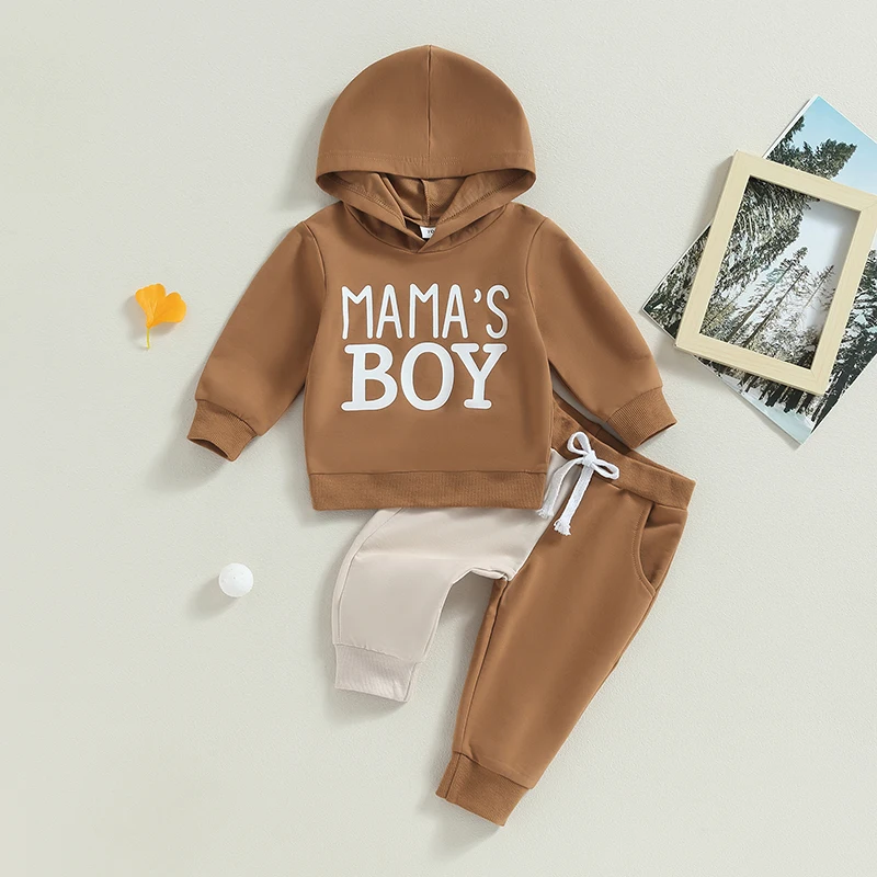 

BeQeuewll Baby Boy Autumn Dress Sporty Casual Style Classic Alphabet Print Hoodie And Pants Set Toddler Two Piece Set