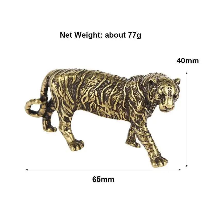 New Creative New Solid Brass Tiger Statue Pure Copper Big Tiger Figurine Vintage Animal Model Miniature Home Desk Decor Ornament
