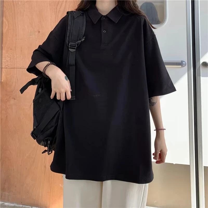 2025 Summer trend hot selling women's T-shirt solid color college style sports polo shirt new shirt collar short sleeved