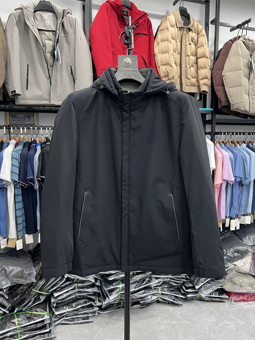 

Removable Inner Du down Jaet Men's Casual Warmth Busin Sle Pure Color Versatile Winter Dad Coat Nylon Fabric