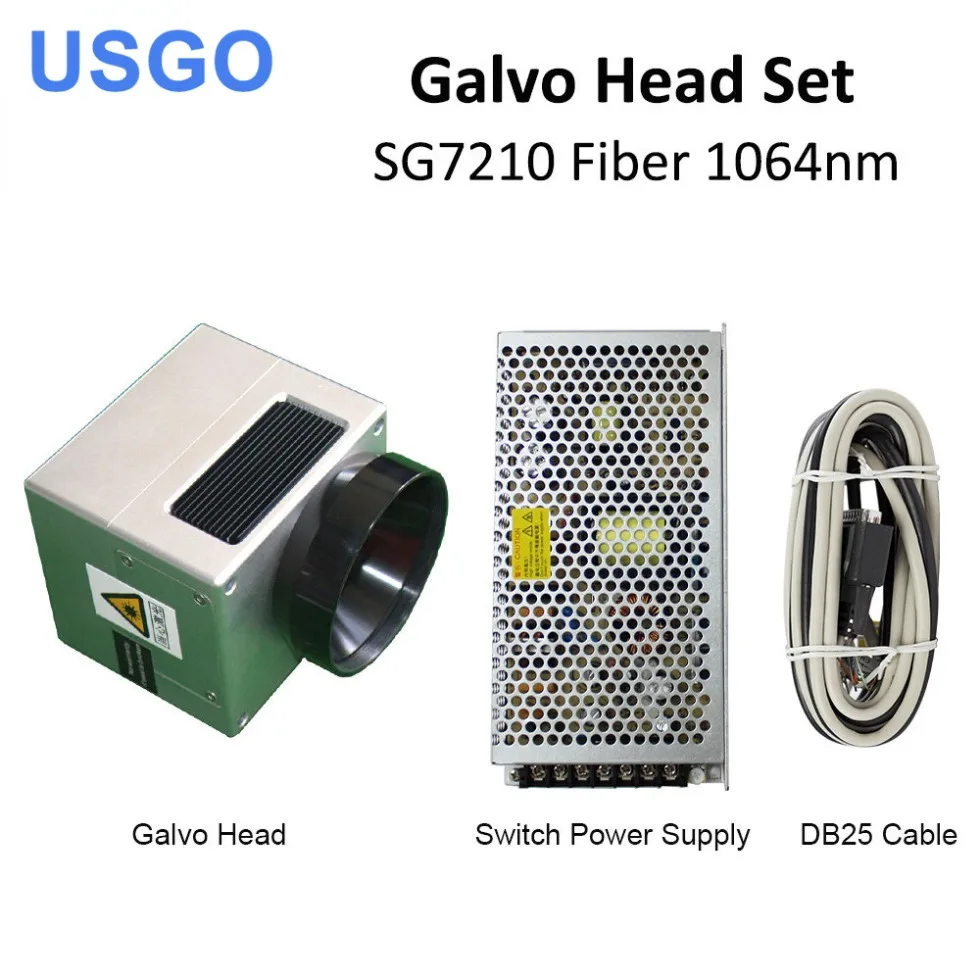 USGO 1064nm Fiber Laser Scanning Galvo Head SG7210 SG7210R Input Aperture10mm Galvanometer Scanner with Power Supply Set