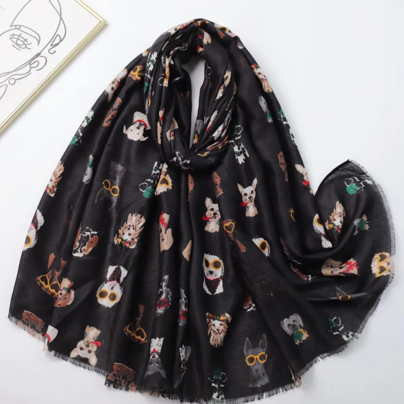 

Sunglasses Dog Factory Sales-Border Live Print Scarf Autumn Winter Unisex Versatile Warm Scarf Shawl