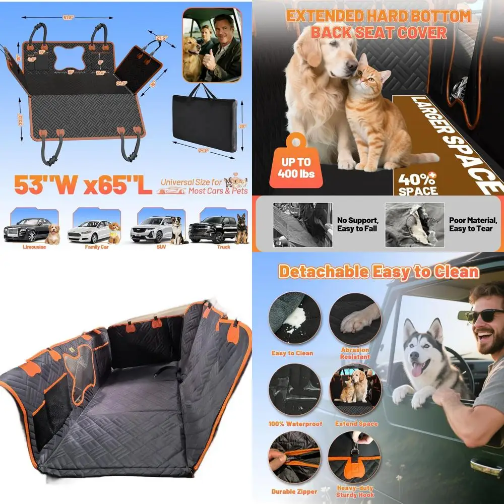 

Waterproof Pet Hammock Seat Cover with Hard Bottom, 400lb Extender, Easy Clean for Dogs