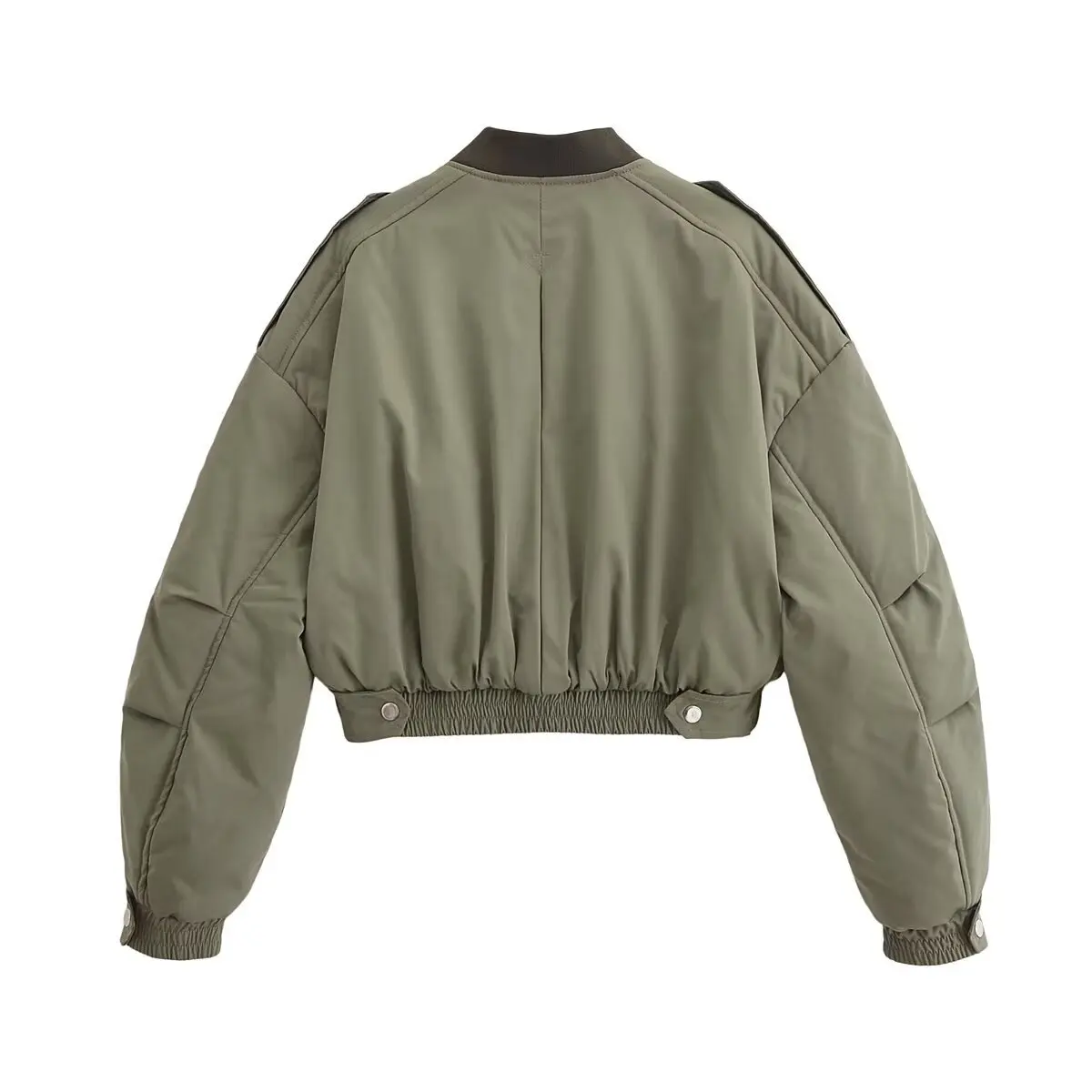 

2025 Autumn Winter New Style Street Trend Polyester Fabric V-Neck Long Sleeve Women's Decorative Zipper Cotton Jacket Coat