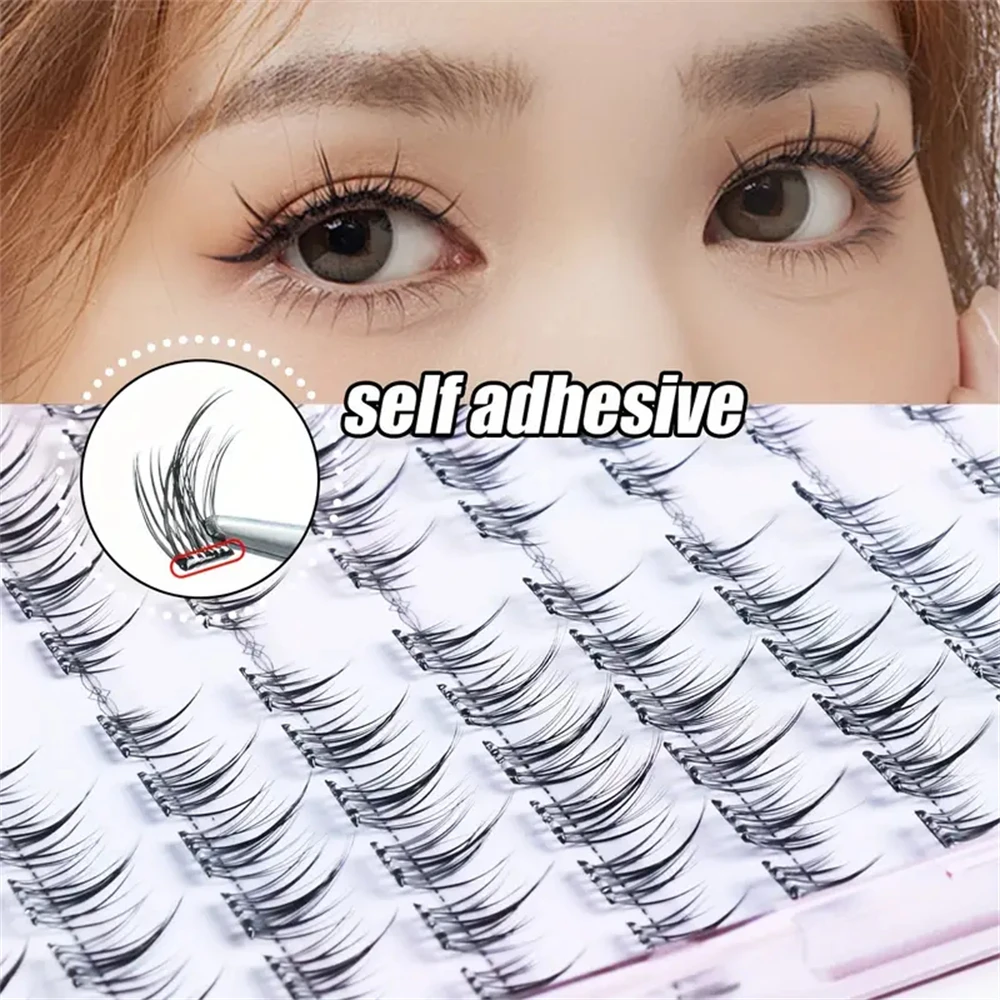 96 clusters of sunflower natural false eyelashes - 8 rows of large capacity, glue-free/non-stick design