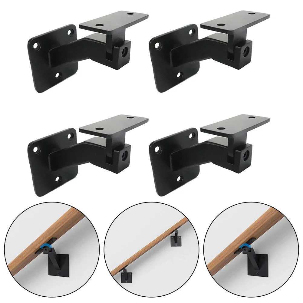 Imagem -05 - Suporte Corrimão Ajustável para Escadas Interiores Preto Stair Railing Guardrail Fixo Suporte Hardware