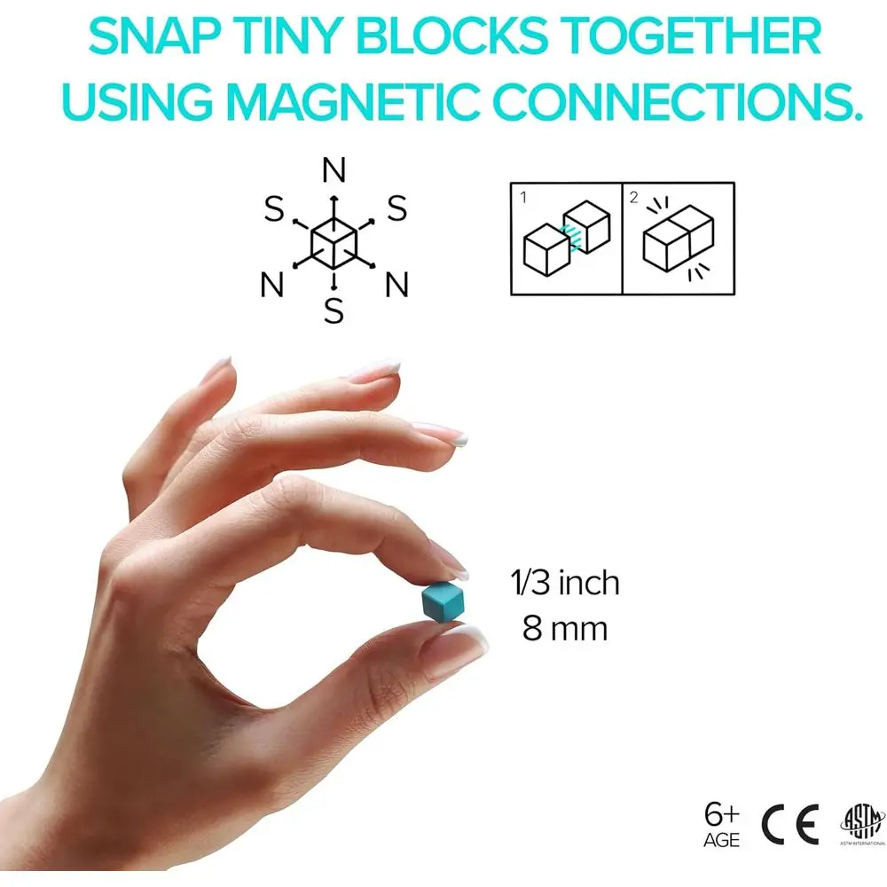 Pixel Art-Inspired Magnetic Building Blocks - PIXIO-100 Set with 6 Magnets in Each Cube for Endless Creativity, Ages 6+