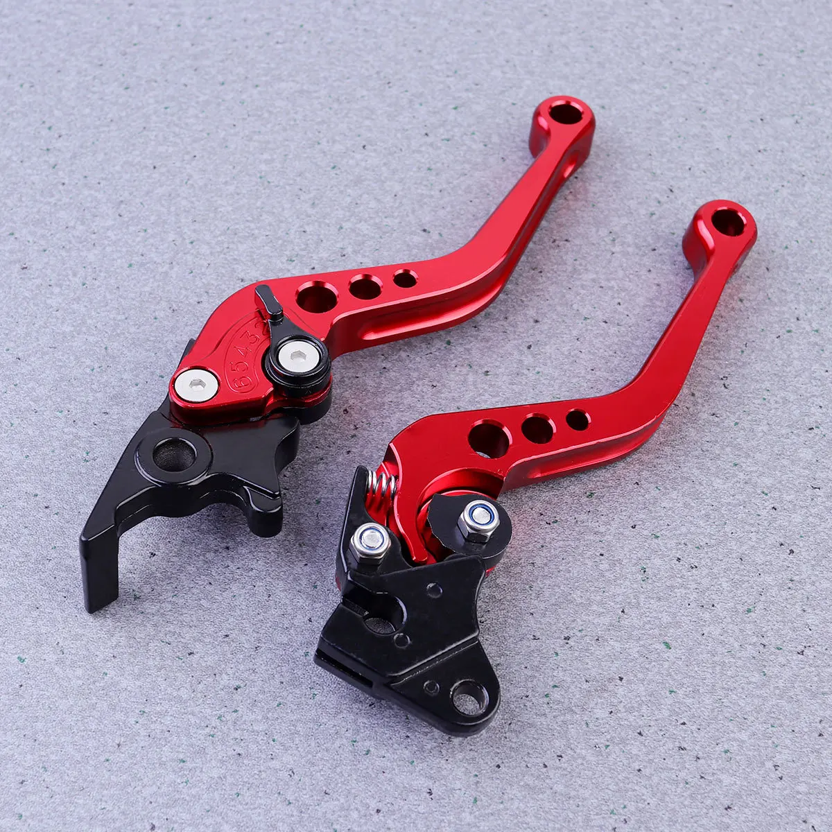 

1Pair Universal Motorcycle Brake Clutch Lever 6 Gear Adjustable Red Alloy Handlebar Alloy Hand Grips Protector