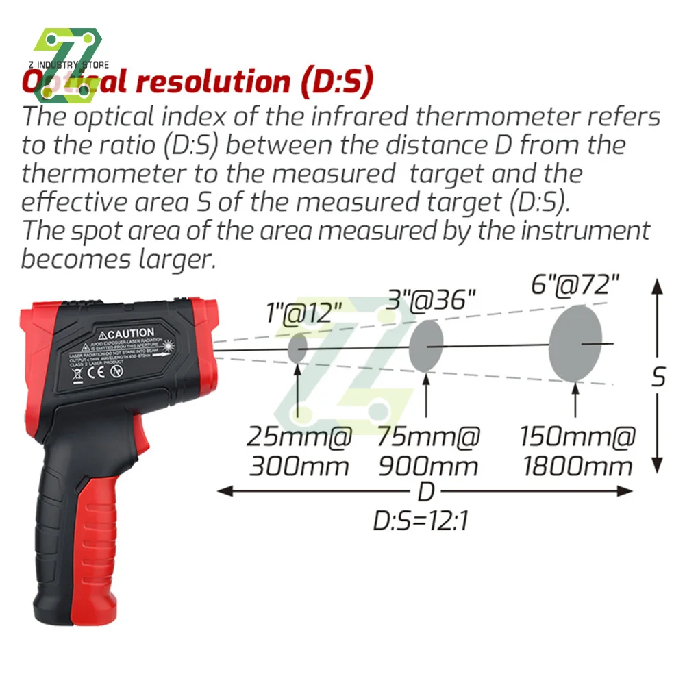 TASI TA601 Digital Infrared Thermometer Laser Temperature Meter Non-contact Pyrometer Imager Hygrometer IR Termometro -50-880℃