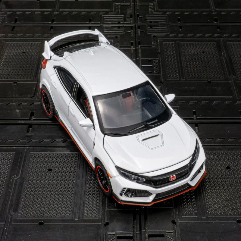 

1:32 Honda Civic Type-R alloy car model ornament collection, doors and engine hood, trunk can be opened for children's toys
