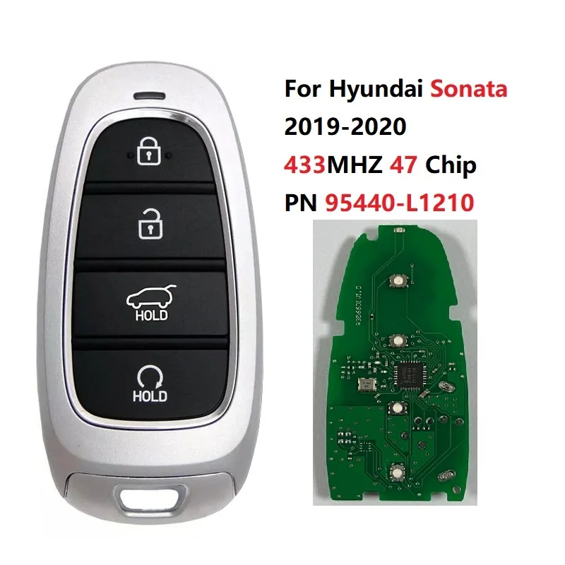 CN020157 Smart Key PN 95440-L1210 for Hyundai Sonata 2019-2020 4 Buttons FCC FOB-4F26 433MHz HITAG 3 47 Chip Keyless Go