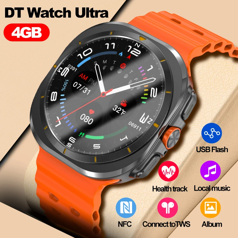 DT Watch Ultra for Samsung Galaxy Smart Watch Men Women 4GB ROM USB Flash NFC Compass Photo Album Heart Rate Sport Smartwatch