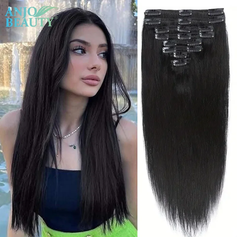 

Наращивание человеческих волос на клипсах, прямые натуральные светло-коричневые медовые омбре, балаяж, европейские человеческие волосы для женщин с зажимами