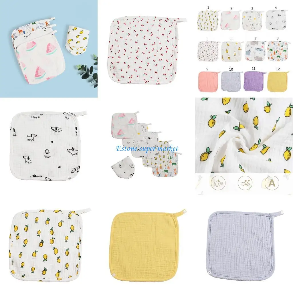 

090B Newborn Sweat Wipe Face Cloth Baby Printed Bib Wash Towel Nursing Supply