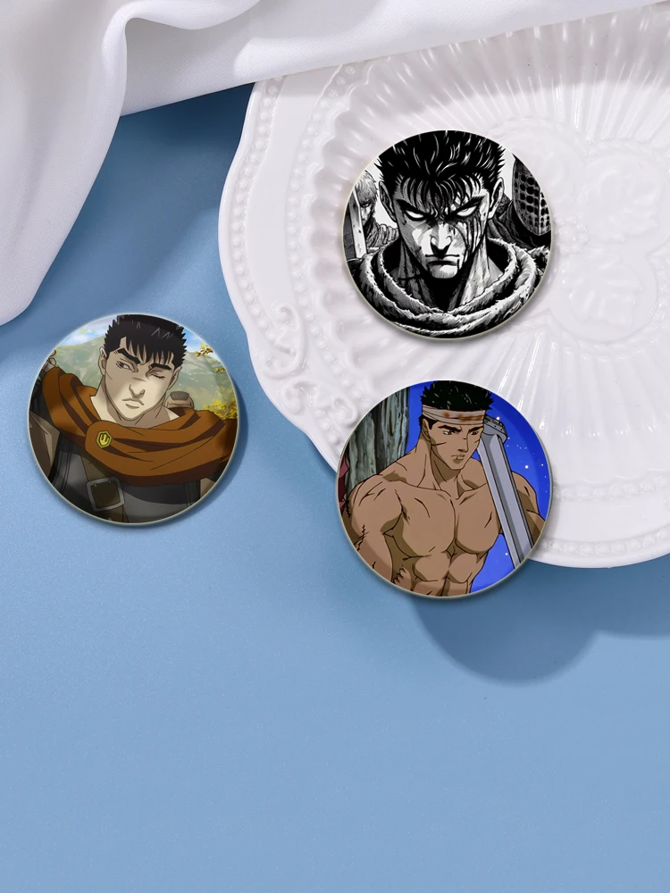58mm Anime Character Berserker Pins Tinplate Badge DIY Custom Cartoon Brooch for Fans Collection Gifts Clothes Hats Decoration