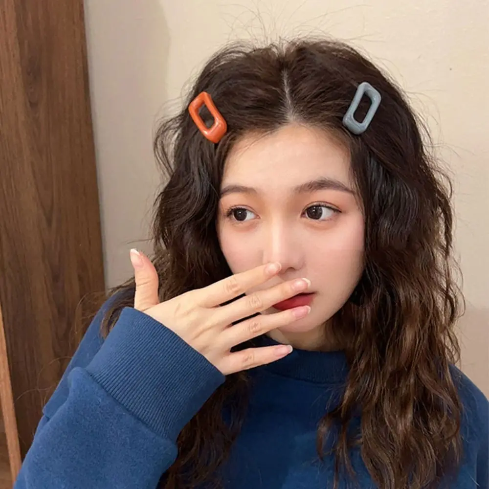 1 쌍 새로운 한국 스타일 헤어 클립 모든 일치 사각형 어린이 헤어 그립 경량 Morandi 컬러 바레트