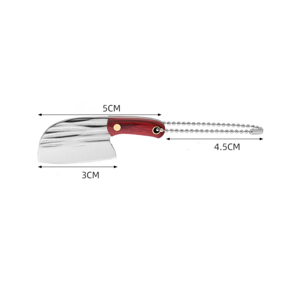 Portable Mini Keychain Kitchen Knives Pendant With Leather Case Wood Handle Stainless Steel Key Chains Outdoor Cutting Tools view 6