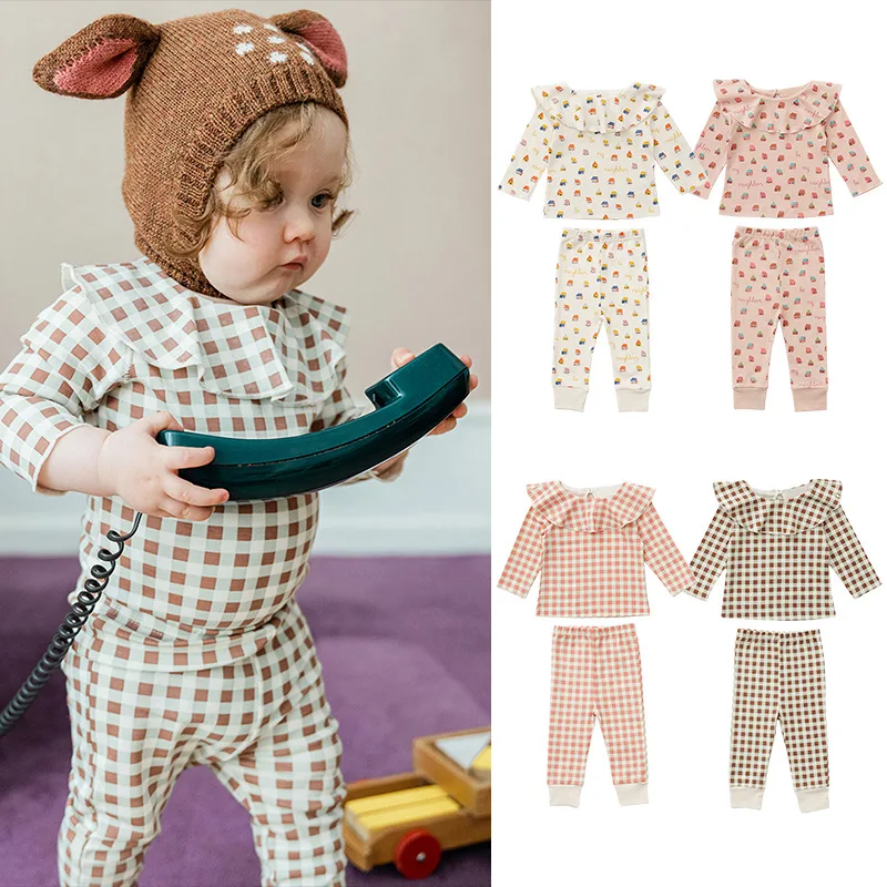 

6-36M Newborn Kid baby Girls Clothes set Cotton Long Sleeve Print Top T Shirt Pant suit Cute Sweet Infant 2pcs Outfit set