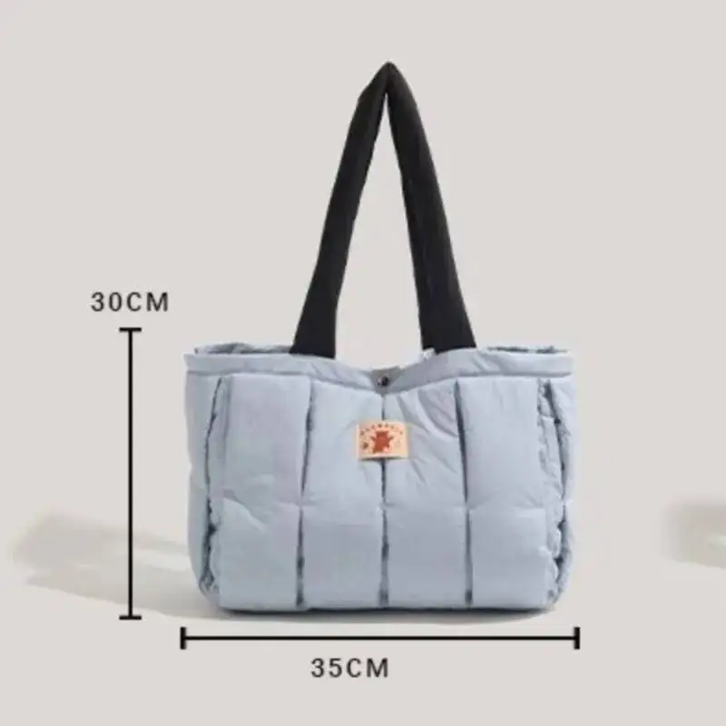 Bloom Lightweight Puffy Blue Shoulder Bags Women New Haruku Soft Comfortable Tote Bag Hot Girls Large Capacity Handbag Y2k