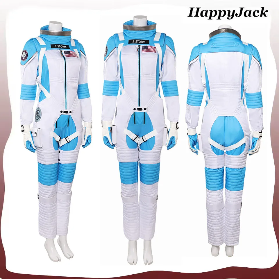 

Susan Storm Cosplay Invisible Woman Blue White Space Suit Fantastic Roleplay Four Costume Halloween Carnival Disguise Party Suit