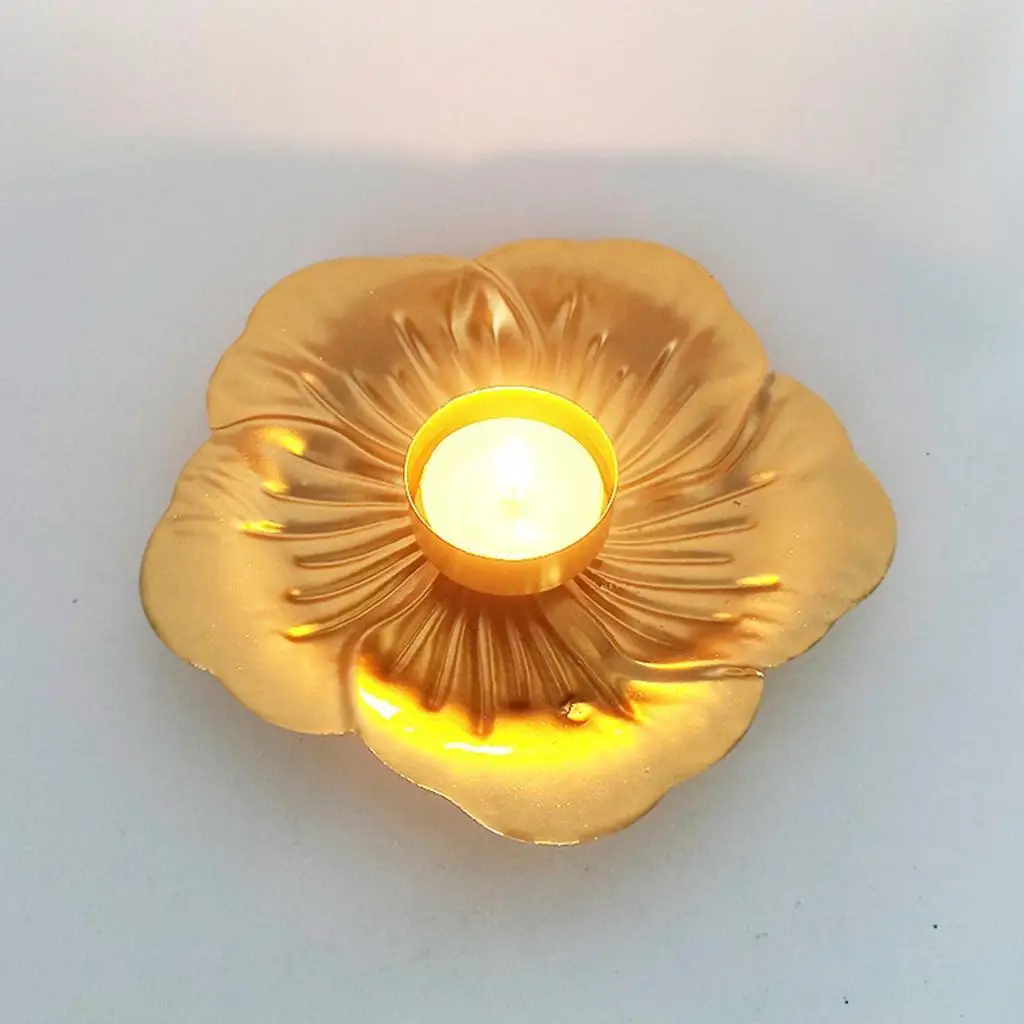Hollow Candle Holder Candlestick Statue Tray Iron Candlefort for Votive Candles