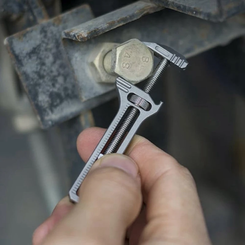 Rustproof Mini Wrench Multi-Tool Keychain With Bottle Opener, Adjustable Pry Bar, And Screwdriver Tip