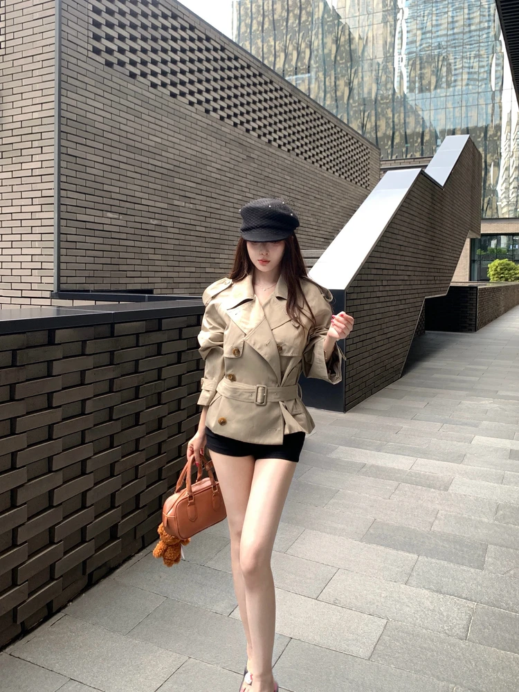 

Женское пальто M900 для ранней осени, цвет хаки, модное, приталенное, весна-осень, маленький размер, верхняя одежда для женщин