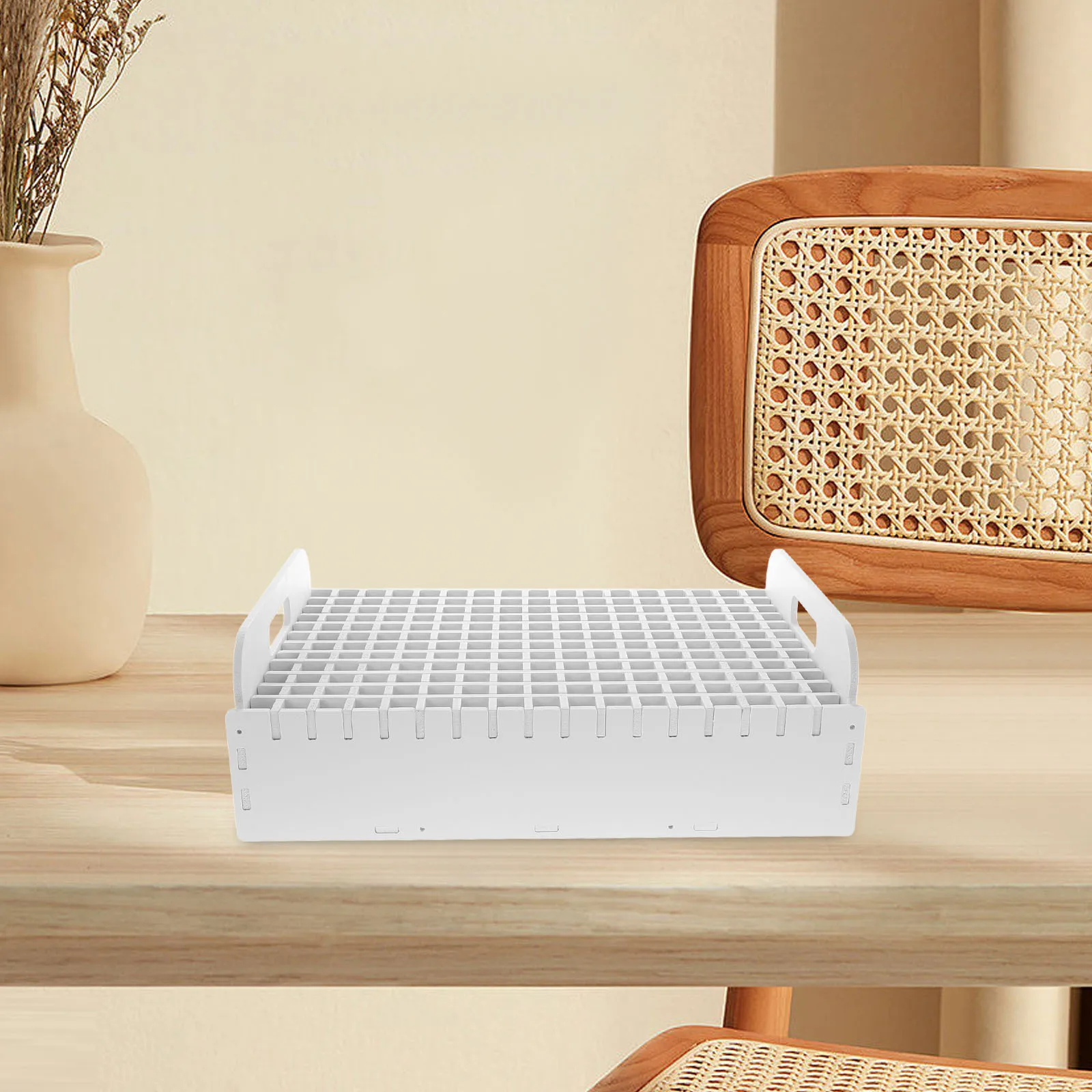 

204 Holes Pen Holder Desk Organizer for Markers Crayons and Watercolour Pens Wooden Stationary Storage Rack for Classroom