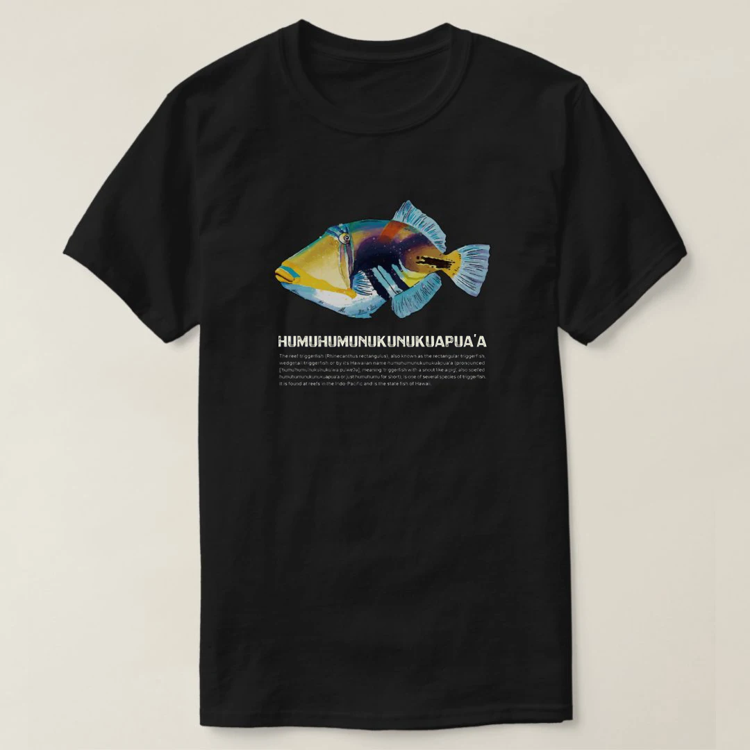 

Hawaii Territory Fish Humuhumunukunukuapua'a Reef Triggerfish T-Shirt 100% Cotton O-Neck Short Sleeve Summer Casual Mens T-shirt