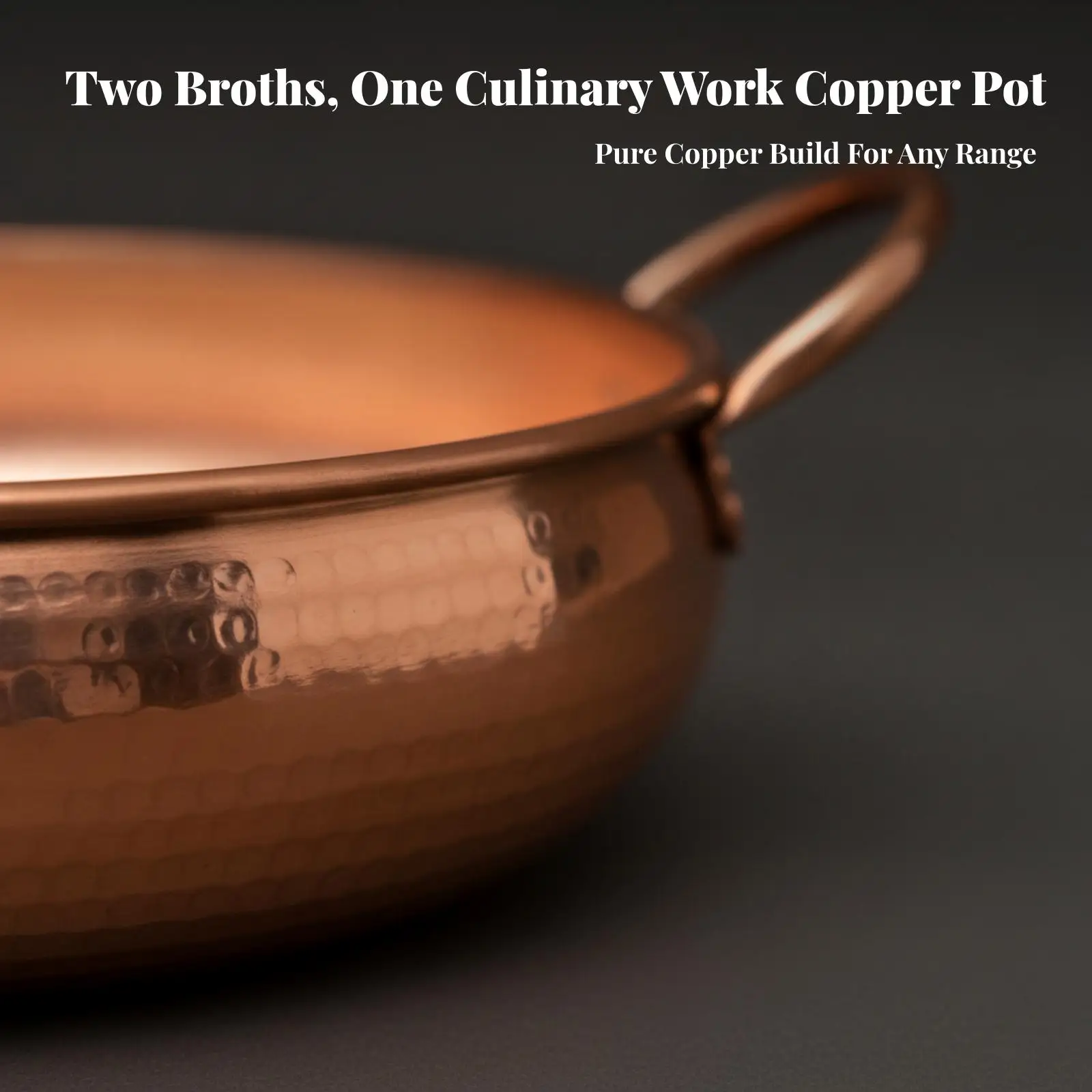 Hammered Copper Hotpot Cookware Uncoated Interior for Gas Stove Induction Cooktop Soup Pot Hot Pot Accessories for Family