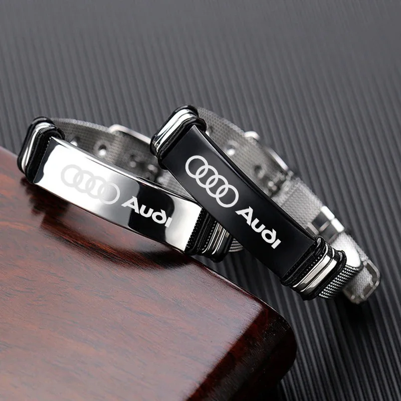 Pulseira personalizada de aço inoxidável, pulseiras ajustáveis para homens e mulheres, presente para audi sport rs a1 a2 a3 a4 b7 b8 a5 a6 a7 a8 q3 q5 q7 q8 tt