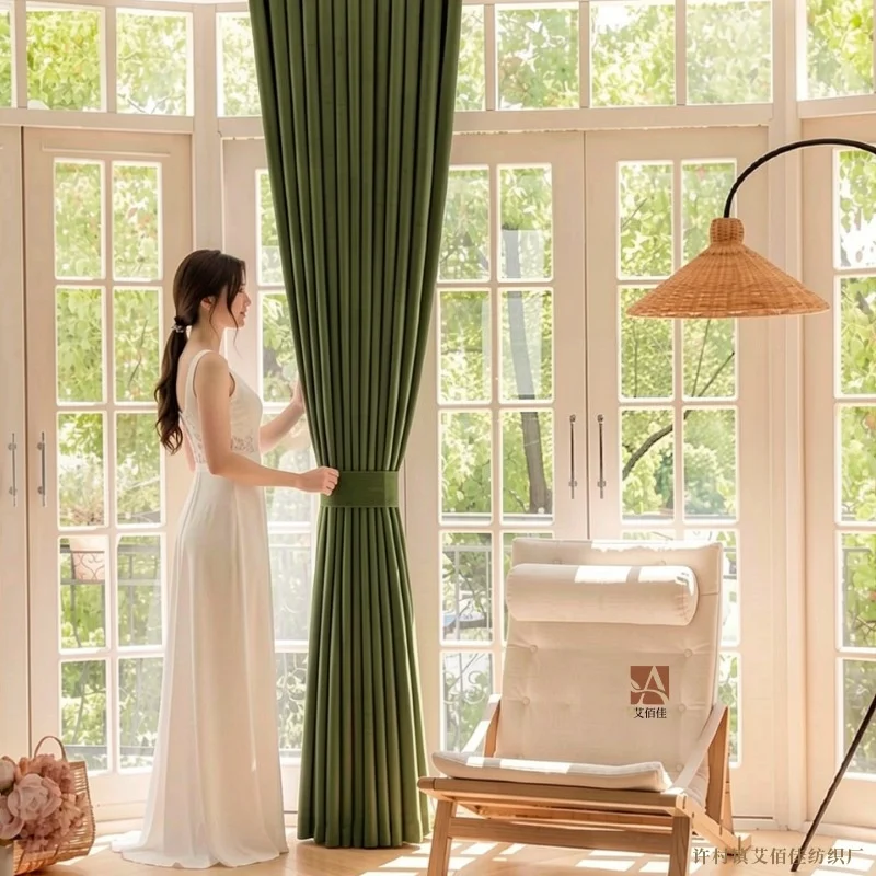 Chenille Room Darkening Drapes for Living Room Thermal Insulated Window Bedroom Curtains Customize Size