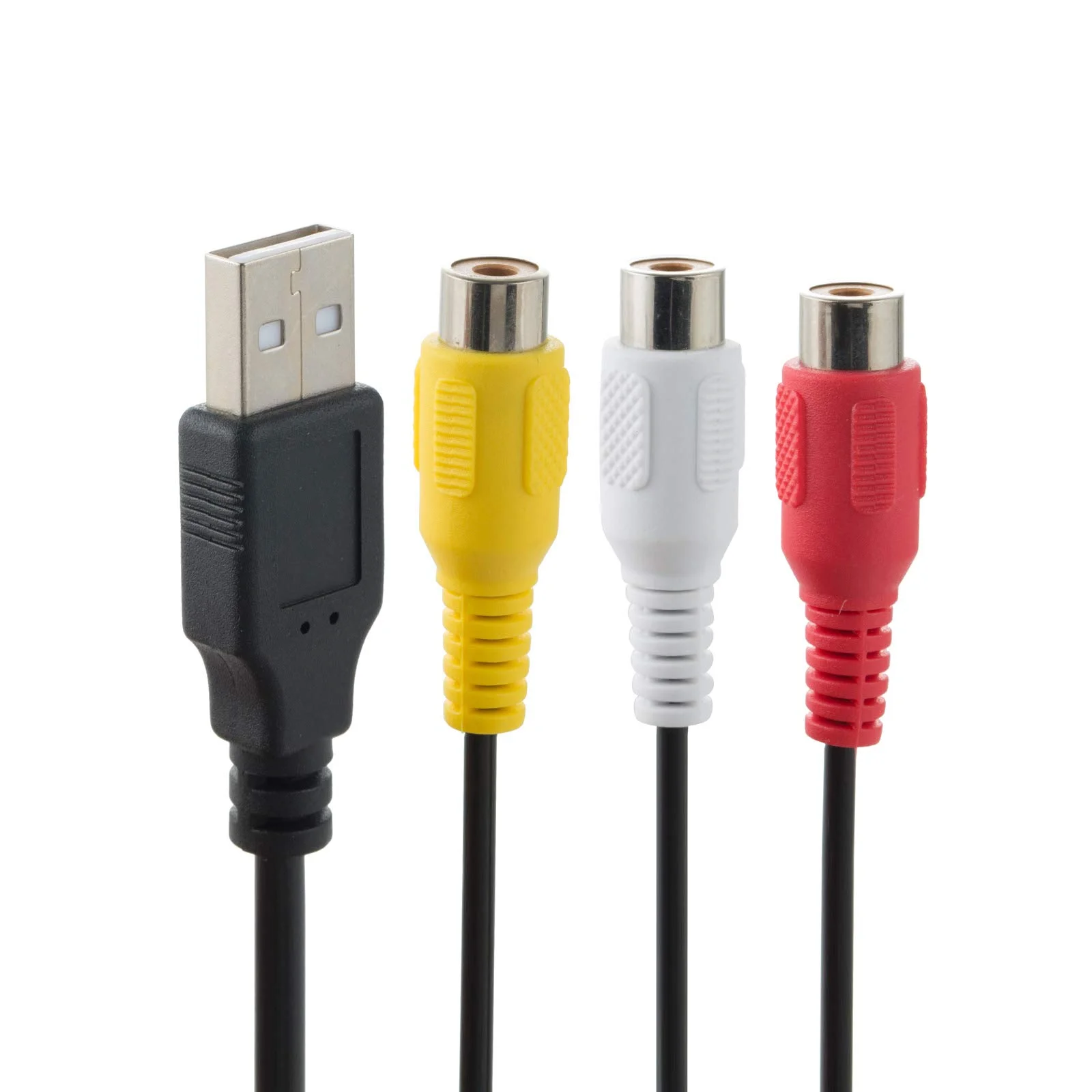 

25cm USB Male to RCA Female Jack Splitter Audio Video Cable, 3RCA Cord to Connect AV Adapter for TVs PC HDTV DVD Computers